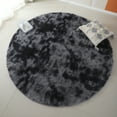 thumbnail image 1 of Soft & Plush Modern Area Rug, Circle Rug for Bedroom, Fluffy Carpet for Kids Room, 72.05x72.05 inches, Black, 1 of 7