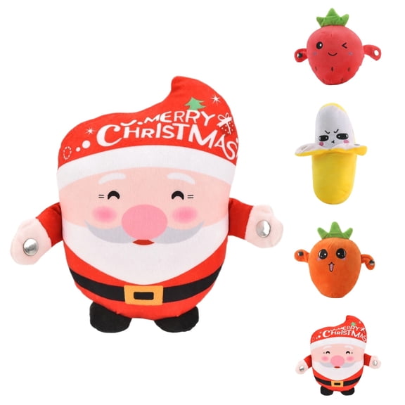 Soft Plush Musical Sensory Toy, Interactive Plush Toy with Sounds, Skin Touch Activated Sound Doll, Dual Mode Educational Toy, Fruit Style Gift for Ba---by K---ids All Ages(Santa)