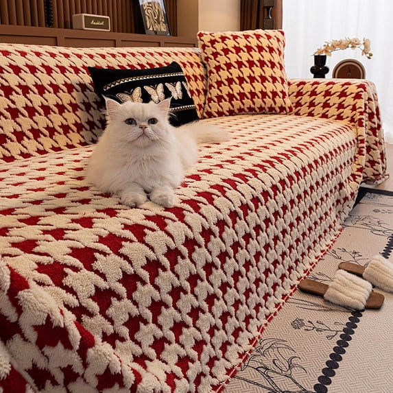 Soft Plush Non-Slip Couch Cover, Pet Plush Sofa Cover Slipcover for ...