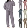 thumbnail image 1 of Soft Plush Pajama Set for Women Warm Winter Sleepwear Loose Fit Comfortable Lounge Set, 1 of 6