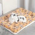 thumbnail image 1 of Soft Plush Pet Bed Mat for Dogs & Cats | Reversible Fluffy Paw Print Pet Pad | Washable Cozy Sleeping Blanket for Small Medium Pets | Non-Slip Comfortable Pet Cushion for Crate,Kennel & Sofa, 1 of 5