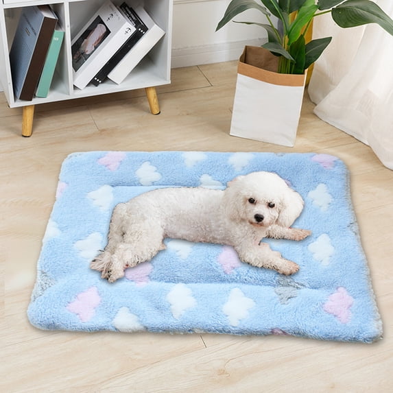 Soft Plush Pet Bed Mat for Dogs & Cats | Reversible Fluffy Paw Print Pet Pad | Washable Cozy Sleeping Blanket for Small Medium Pets | Non-Slip Comfortable Pet Cushion for Crate,Kennel & Sofa