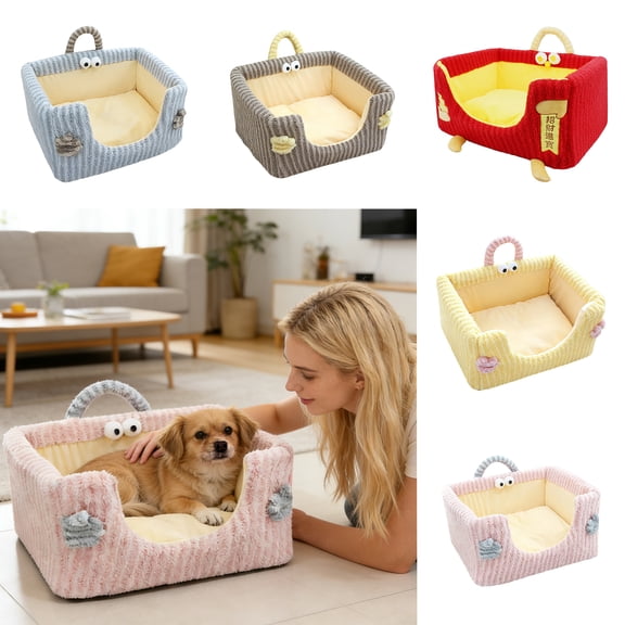 Soft Plush Pet Couch Small Medium Dogs and Cats Durable Washable Pet Sofa Indoor Outdoor Warm Fleece Pet Nesting Bed, Pink