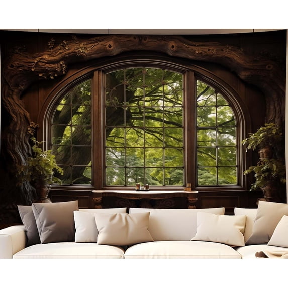 Soft Plush Photo Blanket Forest Window Tapestry - Walmart.com