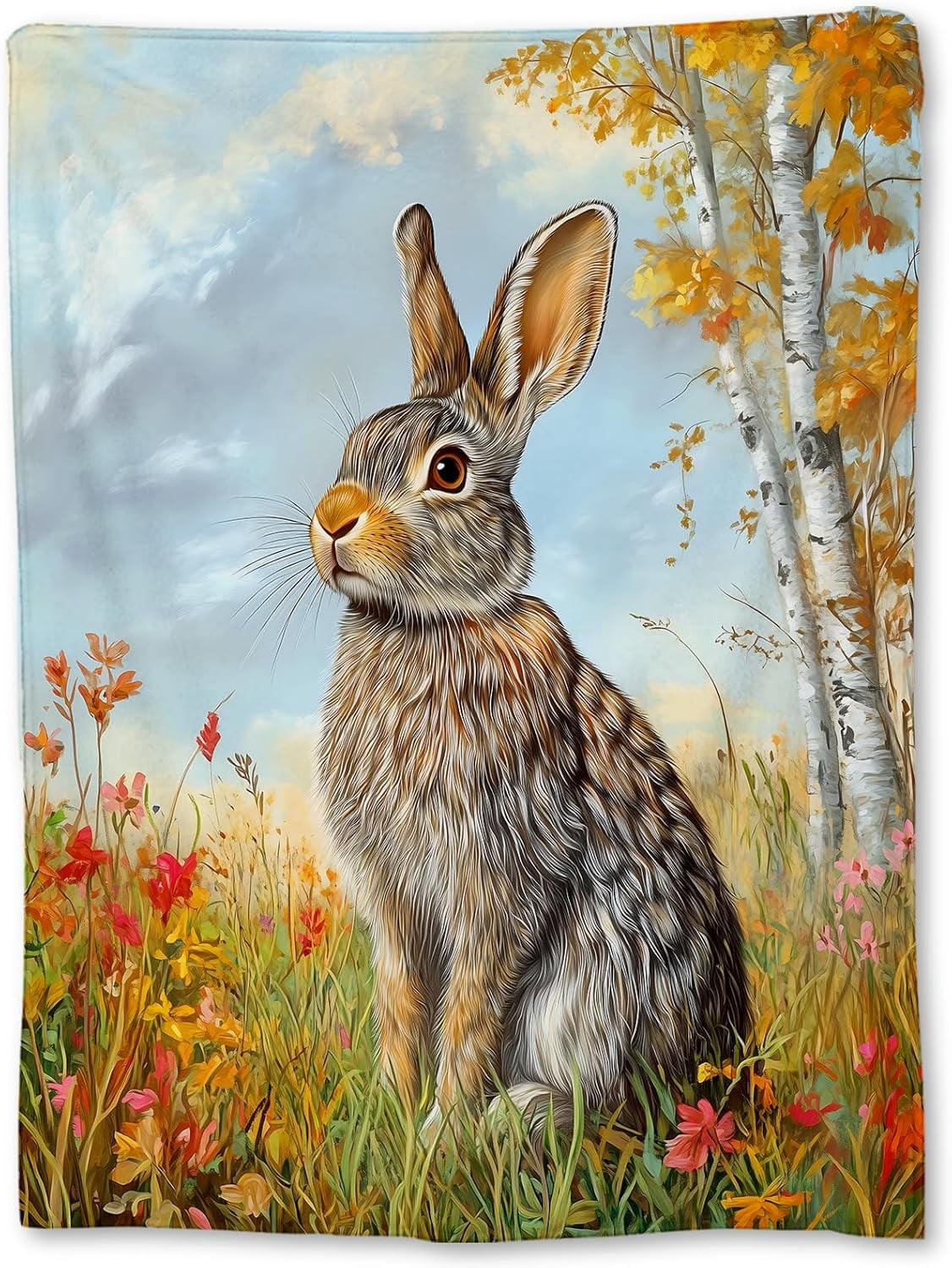 Soft Plush Photo Blanket Funny Rabbit Family , Cozy Bunny Flannel Throw ...
