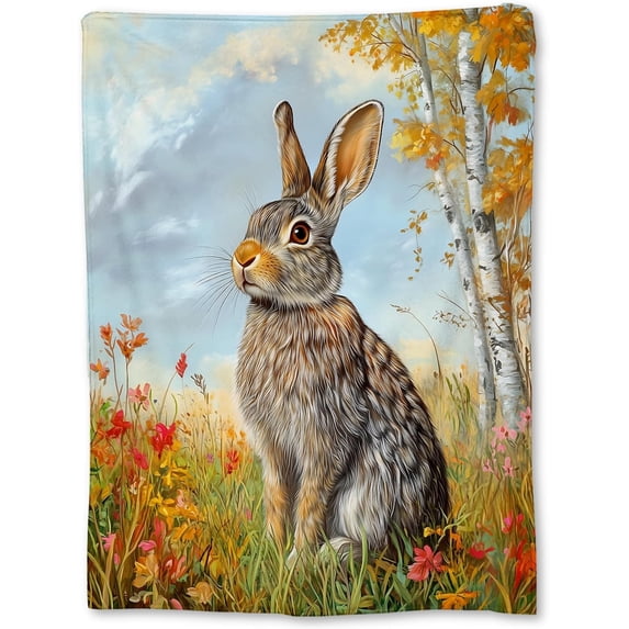 Soft Plush Photo Blanket Funny Rabbit Family , Cozy Bunny Flannel Throw ...