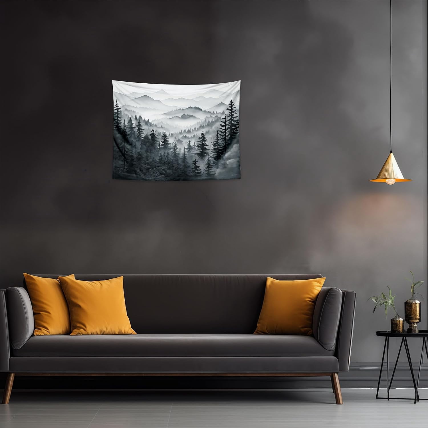Soft Plush Photo Blanket Misty Forest Tapestry, Nature Mountain Wall ...