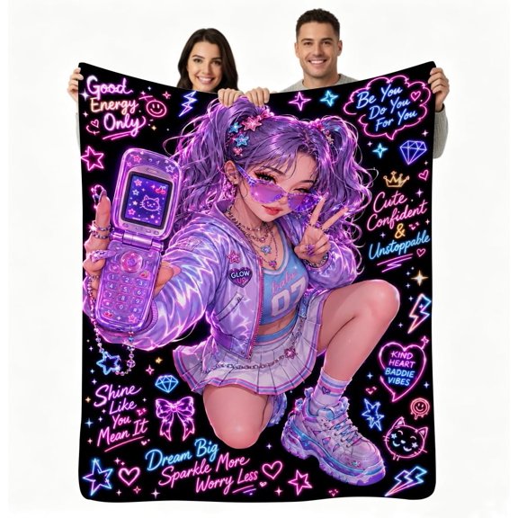Soft Plush Photo Blanket Y2k Aesthetic Throw Cozy Home Decor Gift 50" X 60" Customized Gift, Printed In Usa