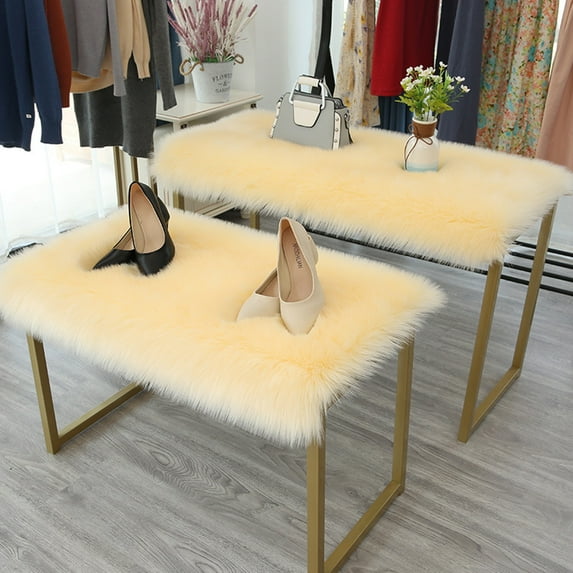 Soft Plush Polyester Area Rug | Non-Slip Floor Mat for Bedroom Living Room Decor | 40x40cm Beige Home Carpet