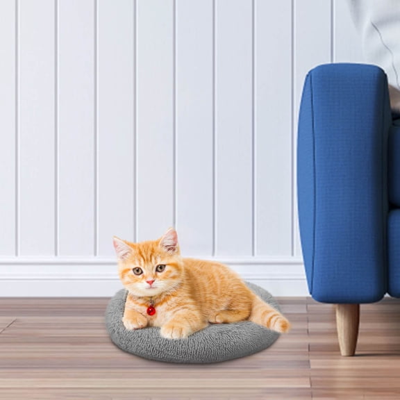 Soft Plush Round Pet Bed for Cats or Small Dogs, Mini Medium Sized Dog Cat Bed Self Warming Autumn Winter Indoor Snooze Sleeping Cozy Kitty Teddy Kennel, Round Fluffy Plush Faux Fur Pet Bed