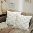 thumbnail image 1 of Soft Plush Short Wool Velvet Decorative Throw Pillow Covers - With Invisibility Zipper - White Square Luxury Style Cushion Cases Pillow Shell for Sofa Bedroom - 15.74x15.74in White, 1 of 7