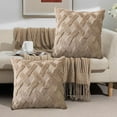 thumbnail image 1 of Soft Plush Short Wool Velvet Decorative Throw Pillow Covers - With Invisibility Zipper - White Square Luxury Style Cushion Cases Pillow Shell for Sofa Bedroom - 15.74x15.74in Coffee, 1 of 7
