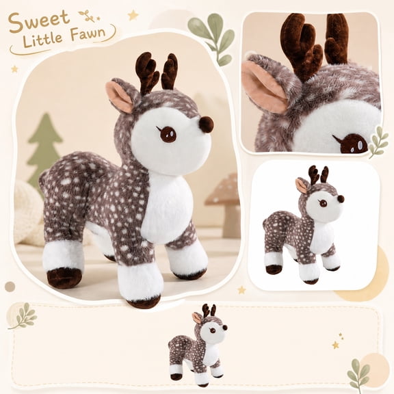 Soft Plush, Spotted Deer Plush Cuddle Companion, Nursery Decor Toys, Adult Cozy Plush Buddy, 10X6 Inch Fluffy Standing Stuffed Fawn That Fits Perfectly for Home Decorative, Casual