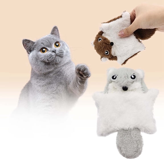 Soft Plush Squirrel Squeaky Crinkle Pet Toy Interactive Chew Play Toy For Small Medium Dogs Cats Indoor Activity
