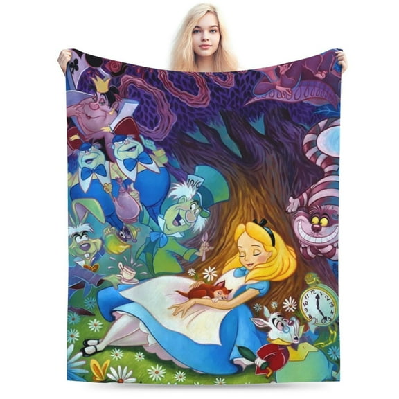 Soft Plush Throw Blanket Alice in Wonderland Fleece Blankets All Season Warm for Couch Sofa Bed Travel 40"x30"