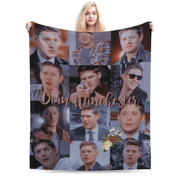 Soft Plush Throw Blanket Dean Winchester Jensen Ackles Fleece Blankets for Sofa Bed Travel 80"x60"
