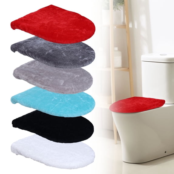 Soft Plush Toilet Lid Cover for Bathroom, Machine Washable Toilet Seat Covers, Fits Most Round Elongated and Oblong Lids, Easy Installation& Cleaning Red 1Pcs