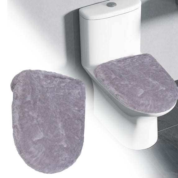 Soft Plush Toilet Lid Cover for Bathroom, Machine Washable Toilet Seat Covers, Fits Most Round Elongated and Oblong Lids, Easy Installation& Cleaning