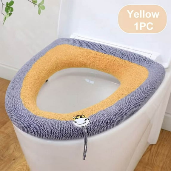 Soft Plush Toilet Seat Cover, Thickened Warm Bathroom Mat with Snap Closure, Machine Washable for Year-Round Comfort, Household Essentials(D)