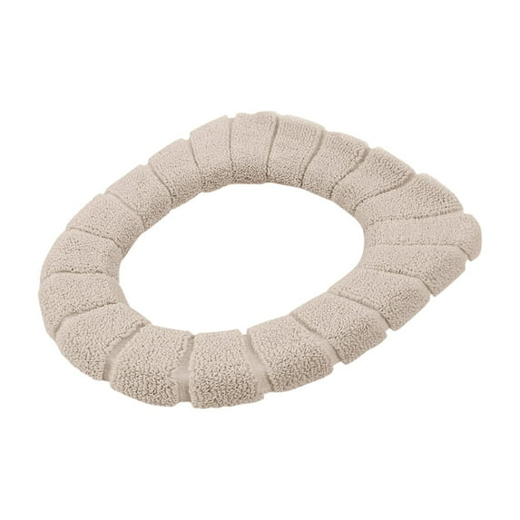 Soft Plush Toilet Seat Cover, Warm and Comfortable, Stretchable Fit for Standard and Elongated Seats, Pink Beige