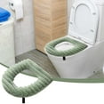 thumbnail image 1 of Soft Plush Toilet Seat Cover with Zipper Thicker Warmer Stretchable Toilet Seat Cover Pads for Bathroom Easy Cleaning and Comfort During Colder Months(Green), 1 of 5