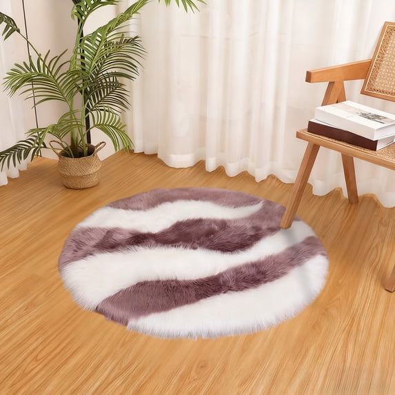 Soft Plush Velvet Round Area Rug, 2ft Purple Contemporary Accent Rug for Bedroom Entryway Dorm Living Room, Non-Slip Floor Mat Doormat