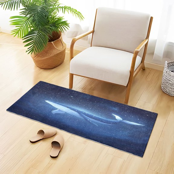 Soft Plush Water Absorbent Floor Mat, TPR Non Slip Base Doormat for Bathroom Bedroom Kitchen Entrance Cartoon Sky Whale