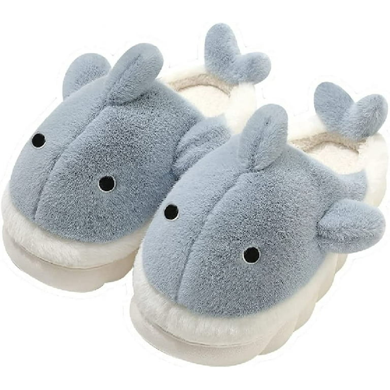 Soft Plush Whale Shark Fuzzy Slippers Heightening Soles for