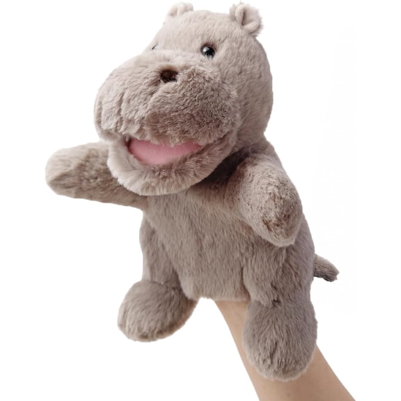 Soft Plush Wild Animal Hand Puppet With Working Opening Mouth, Toddler Pretend Play Toy, Parent-Child Interactive Game Accessory for Holiday Presents