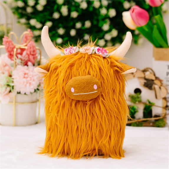 Soft Plush Yak Doll, Decorative Stuffed Animal, Cute 3D Yak Shape Small Bolster Pillow for Home Decoration and Comfort, Skin-Friendly Fabric, 23x12x9cm Size