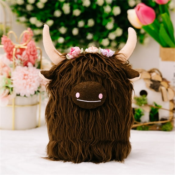 Soft Plush Yak Doll Toy - Cute 3D Stuffed Animal Pillow, Home Decor, Festive Companion, ABS Material, 9.05x4.72x3.54in, Perfect Gift for Kids & Adults