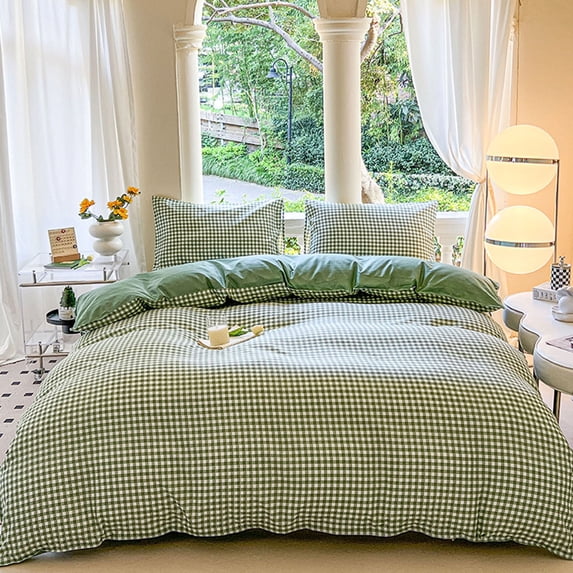 4 Piece Bed Sheet Set, Soft Breathable Polyester Bedding with Fitted Sheet Flat Sheet 2 Pillowcases, Wrinkle Resistant Machine Washable Bed Sheets for Home Dorm