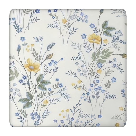 Soft Polyester Floral Square Tablecloth with Elastic Edge, Premium Polyester with Water-Repellent Coating Perfect for 36x36 Inch Tables, Easy to Clean and Maintain
