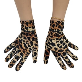 Soft Polyester Gloves Handwear With Leopards Design Comfort For Travel Work Activity