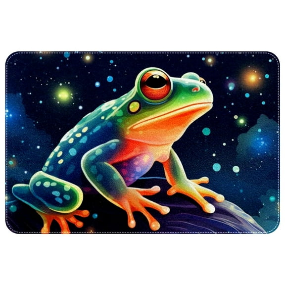 Soft Polyester Rounded Floor Mat with Memory Foam - Absorbent, Non-Slip, Machine Washable Indoor Rug for Home(frog)