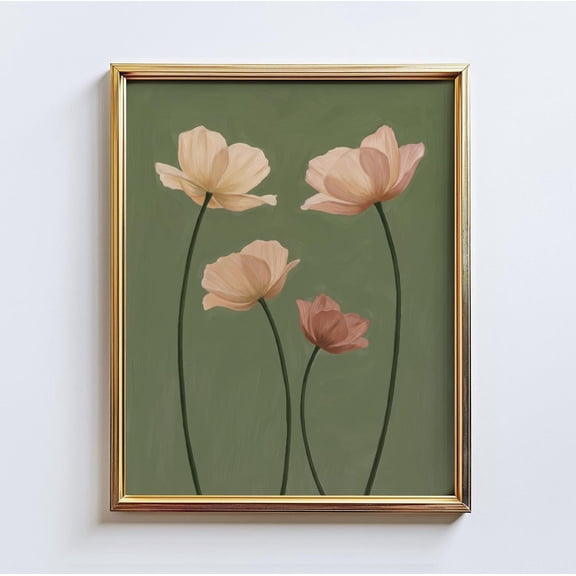 Soft Poppies Peach Floral Wall Art Home Decor Unframed Paper Print