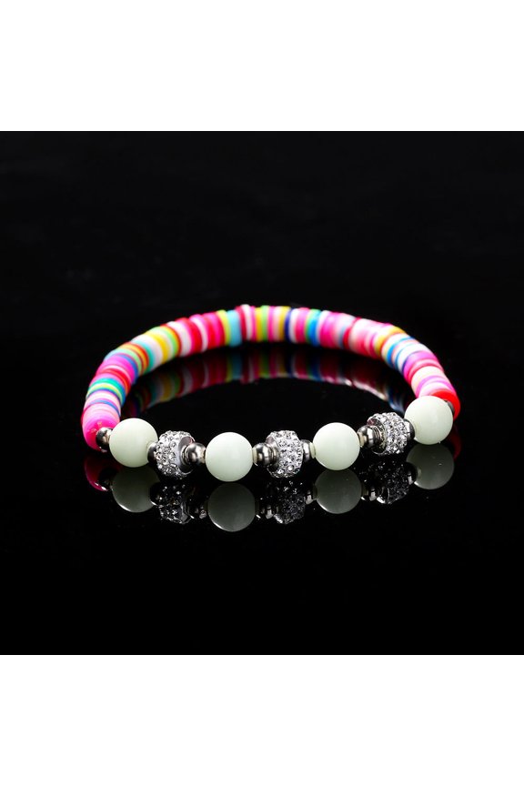 Womens Luminous Bead Bracelet Electroplated Ceramic Jewelry Glowing Soft Pottery Bracelet Gift for Her European