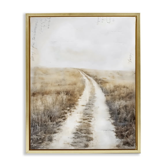 Stupell Industries Soft Prairie Dirt Road Gold Framed Floater Canvas Wall Art, design by Riley B