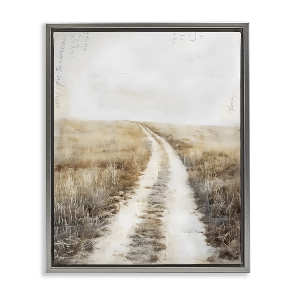 Stupell Industries Soft Prairie Dirt Road Gray Framed Floater Canvas Wall Art, design by Riley B