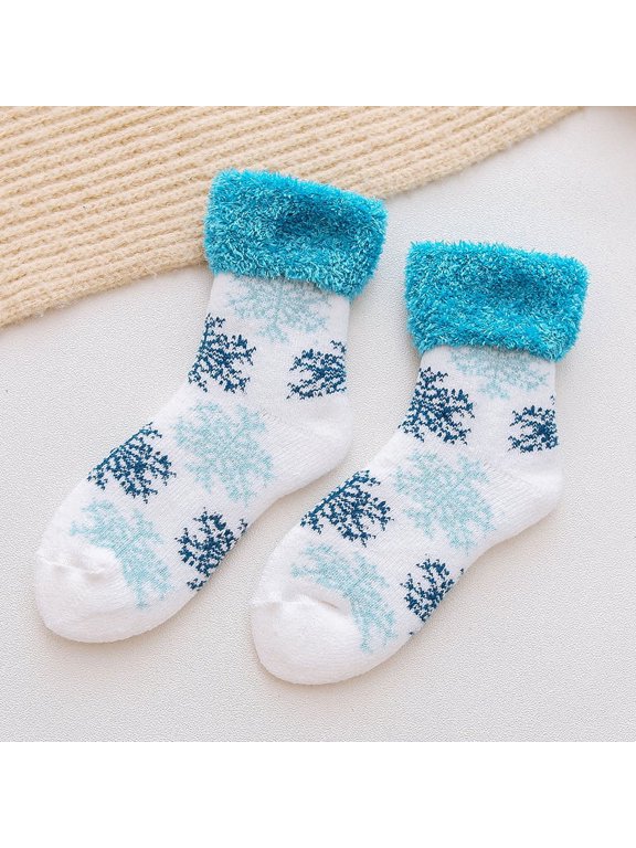 Soft Premium Fleece Crew Socks Deer Patterns for Fleece Lining Fuzzy Soft Slipper Socks for Winter Christmas, Holiday or Birthday Gift