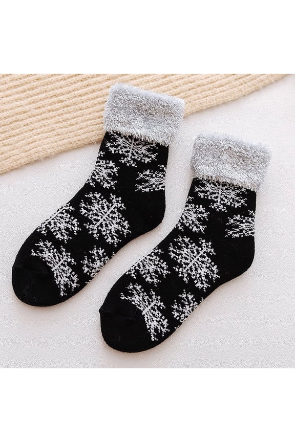 Soft Premium Fleece Crew Socks Deer Patterns for Fleece Lining Fuzzy Soft Slipper Socks for Winter Christmas, Holiday or Birthday Gift