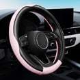 thumbnail image 1 of Soft Premium Leather Steering Wheel Cover, Breathable, Non-Slip Grip, Universal 15 Inch for Women Girls, Fit Vehicles, Sedans, SUVs, Vans, Trucks - Light Pink, 1 of 10