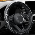 thumbnail image 1 of Soft Premium Leather Steering Wheel Cover with Diamond Bling Crystal Rhinestones Accents, Universal 15 Inch for Women Girls, Fit Vehicles, Sedans, SUVs, Vans, Trucks - Black, 1 of 10