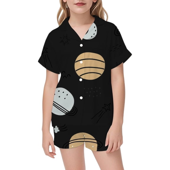 Soft Printed Kids Pajama Set Playful Children Nightwear Cozy Sleepwear For Girls And Boys Comfortable Two Piece Outfit Durable Fabric For Year Round Use