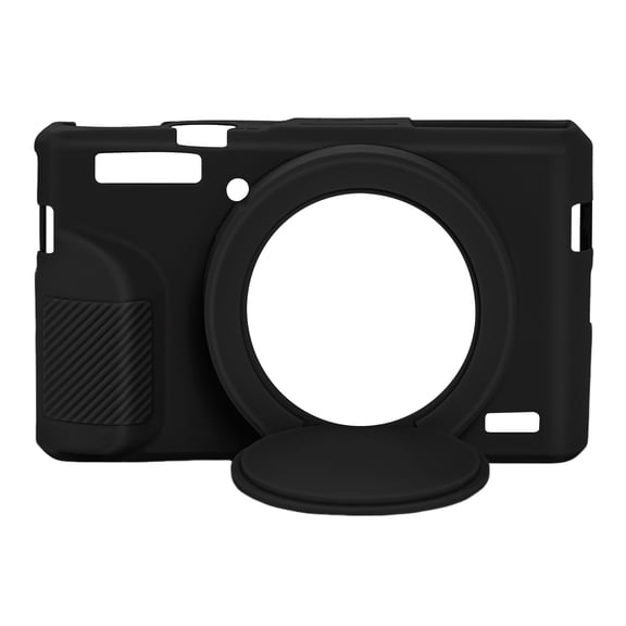 Soft Protective Silicone Sleeve with Detachable Lens Cover Anti Drop Dustproof Soft Skin Case for Canon Powershot G7 X Mark III Digital Camera (Black)