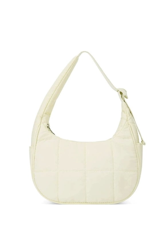 Soft Puffer Crescent Shoulder Bag Tote Bag for Women, Nylon Quilted Shoulder Purses, Puffy Handbags with Adjustable Strap