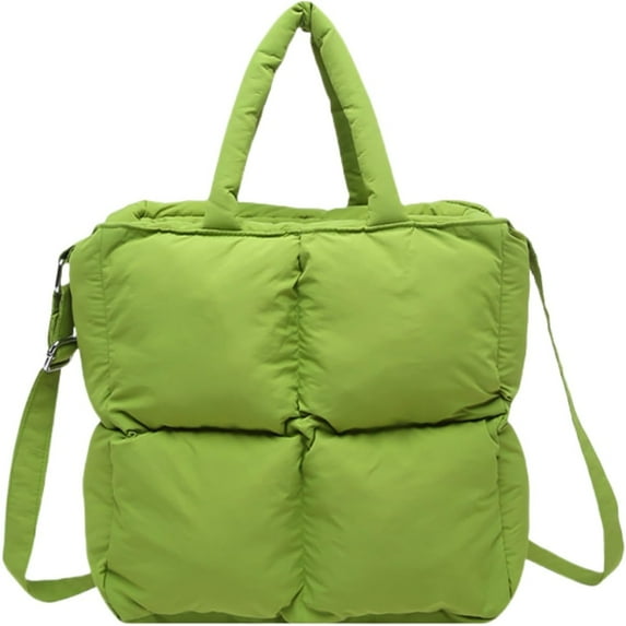 Soft Puffer Tote Bag for Women, Small Quilted Puffy Handbag Cotton Padded Trendy Satchel Shoulder Crossbody Purse