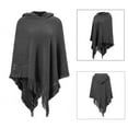 thumbnail image 1 of Soft Pullover Poncho Sweater Cape V Neck Knitted Pullover with Hood for Women, 1 of 9