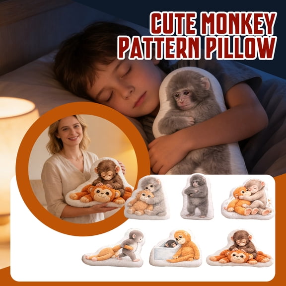 Soft Punch The Monkey Stuffed Animal Plush Meme Theme Throw Pillow Cute Cuddling Toy for Bedroom Sofa & Playroom