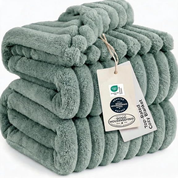 Soft Queen Size Flannel Fleece Blanket Sage Green 90"x90"